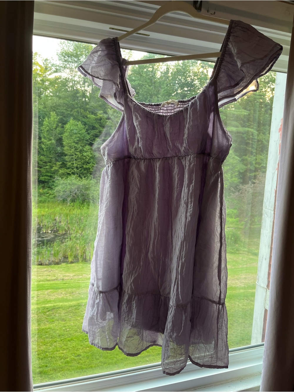Rewind Lilac Ruffle-Sleeve Casual Dress